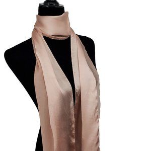 Vintage Silk Chiffon Scarf Champagne Pink Blush Solid 10x66" Long